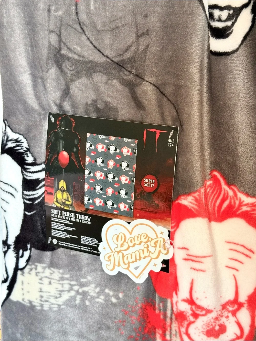 IT Horror Pennywise Clown Plush Throw Blanket with Red Balloons